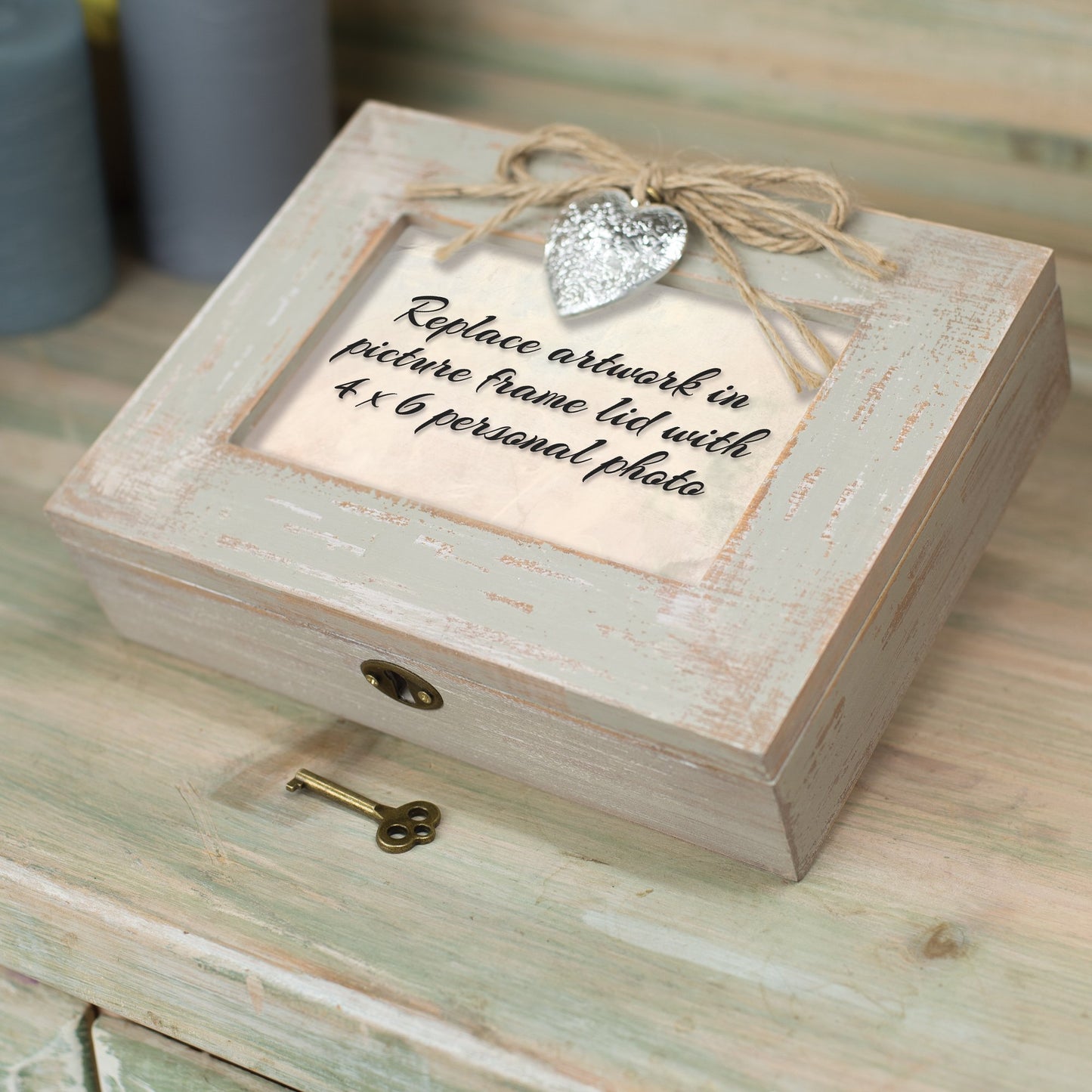 Cottage Garden Life Like Ocean Beautiful Calm Still Ivory Distressed Jewelry Music Box Plays Wonderful World