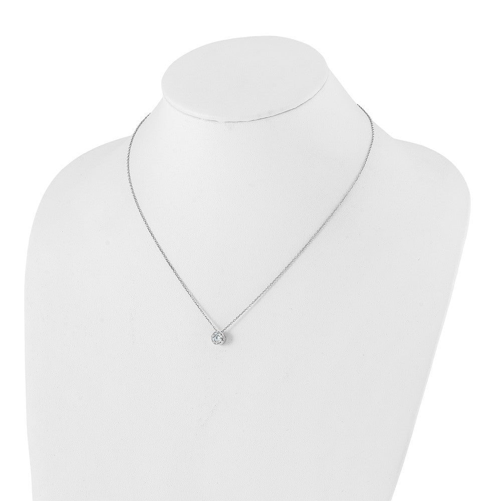 True Origin 14k White Gold 3/4 carat Lab Grown Diamond VS DEF 18 inch Solitaire Slide Necklace