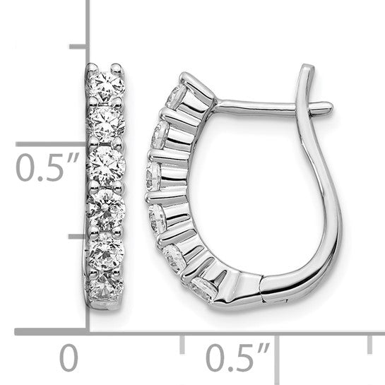 14k White Gold 1 carat Lab Grown Diamond VS/SI+ G+ Complete Hinged Hoop Earrings