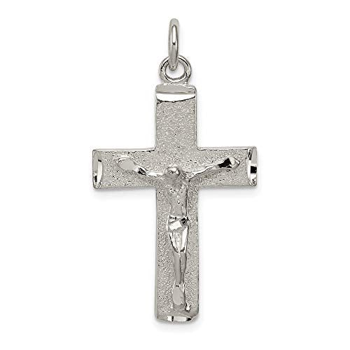 Sterling Silver Polished Squared Cross Crucifix Pendant