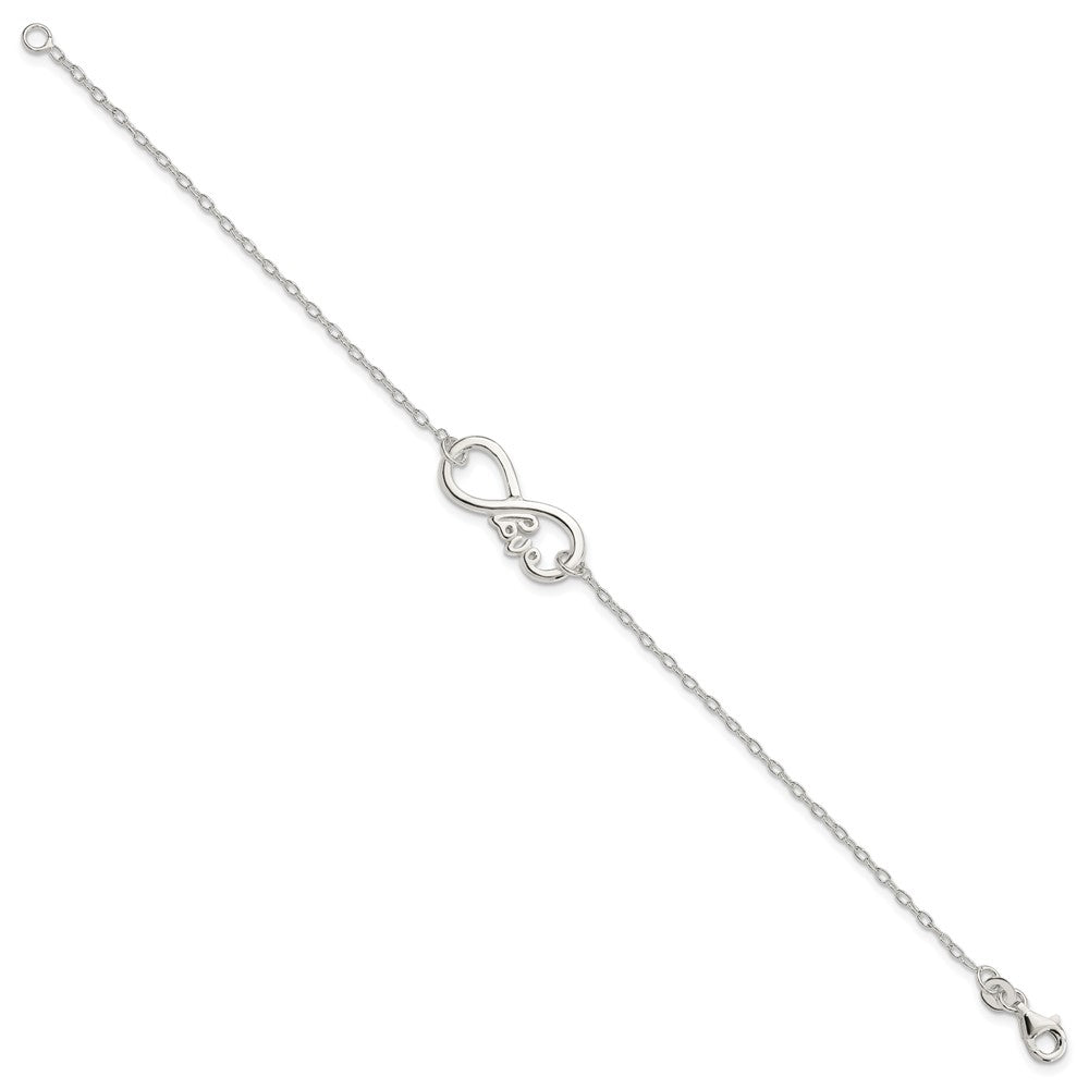 Sterling Silver Polished infinity Sign w/LOVE 7.5 inch Bracelet 7.5 inches