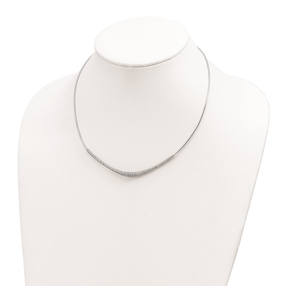 Sterling Silver Rhodium-Plated Fancy Graduated Necklace