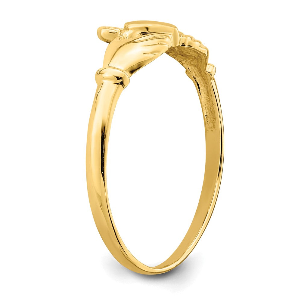 14k Polished and Satin Claddagh Ring Size 7