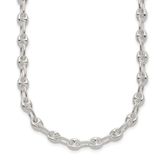 Sterling Silver Polished Fancy Link Necklace 18 Inches