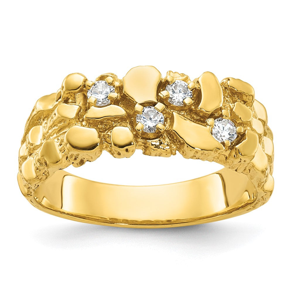 IBGoodman 10k Men's Polished Nugget Texture 1/4 Carat A Quality Diamond Ring