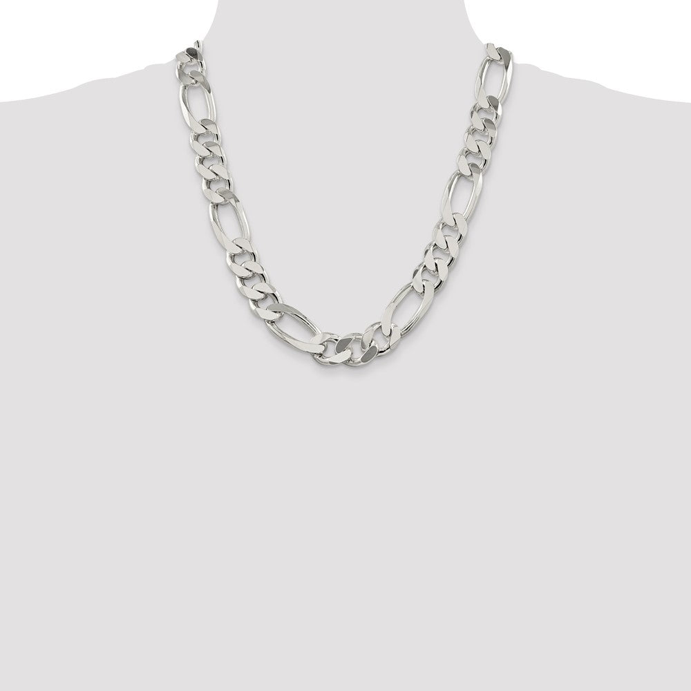 Sterling Silver 15mm Figaro Chain 22 Inches