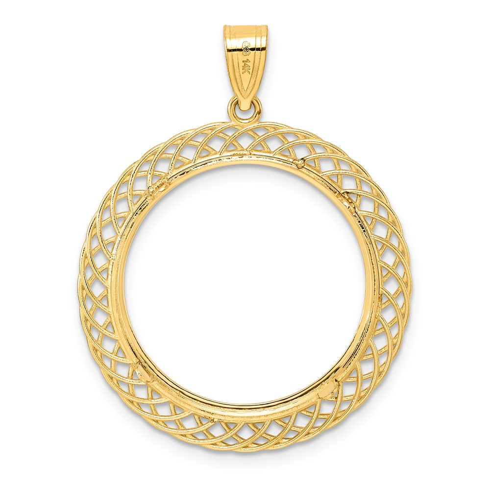 14k Polished Quad Loop with 22.0mm Prong Coin Bezel Pendant