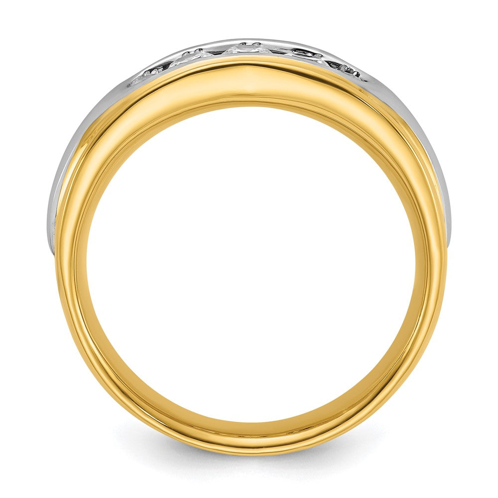 IBGoodman 14k Two-tone 1/2 carat Lab Grown Diamond VS/SI+ G+ Complete Polished and Grooved Men's Ring