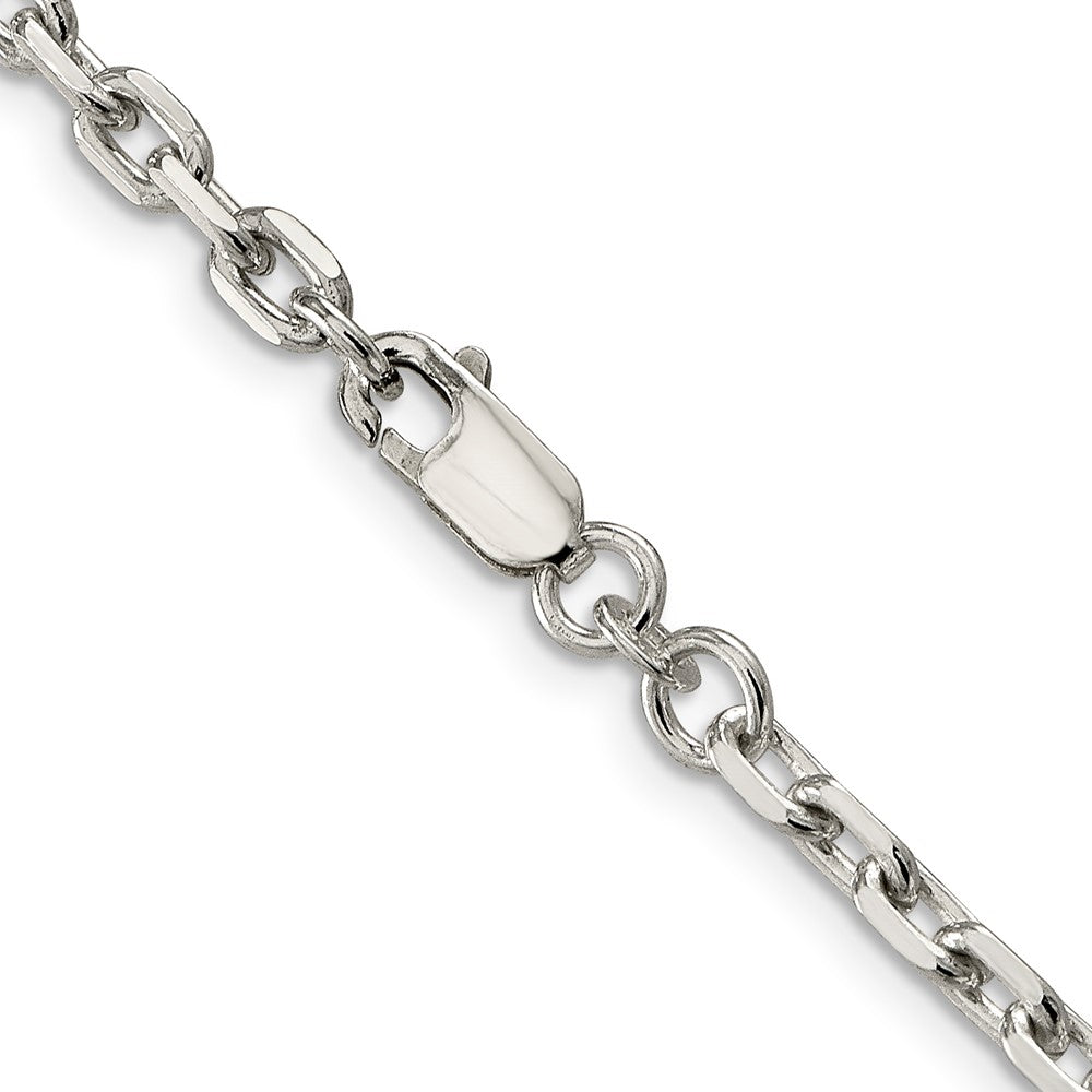 Sterling Silver 3.95mm Beveled Oval Cable Chain 22 Inches
