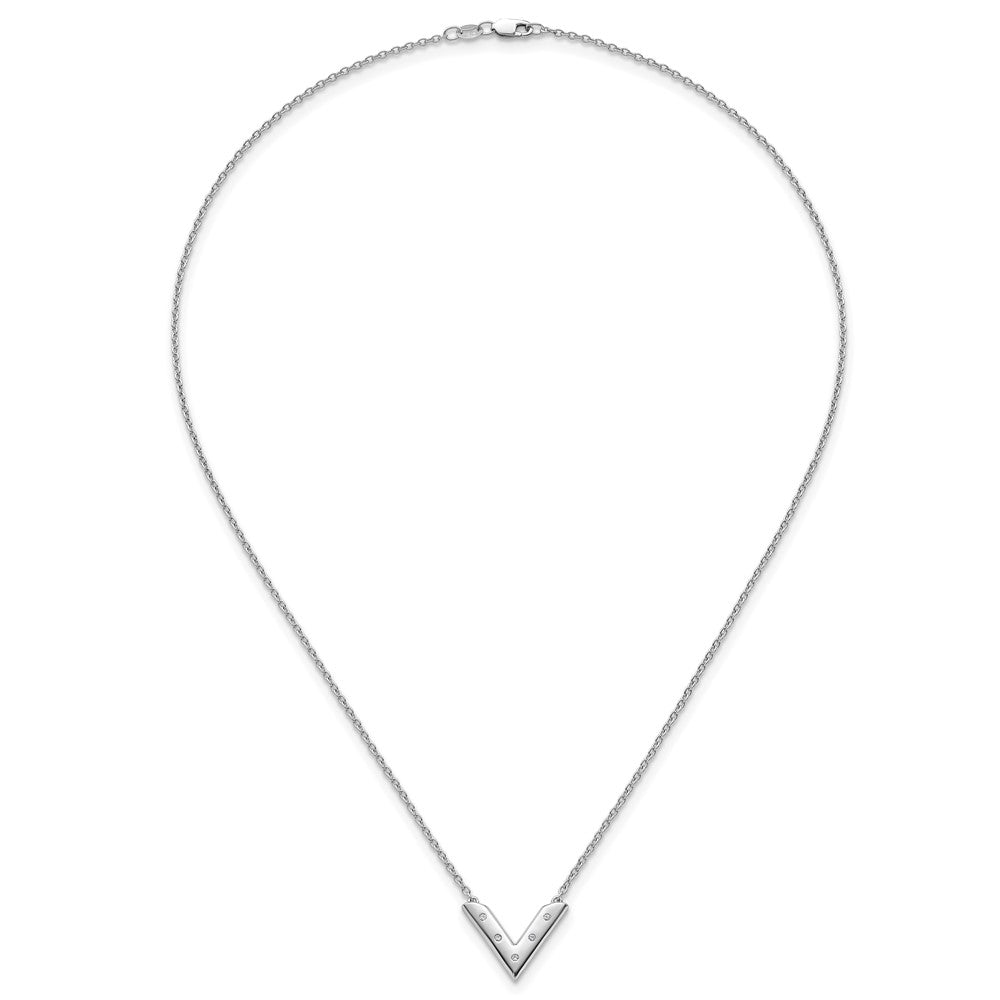 White Ice Sterling Silver Rhodium-plated 18in Diamond V Shape Necklace plus 2in Extender