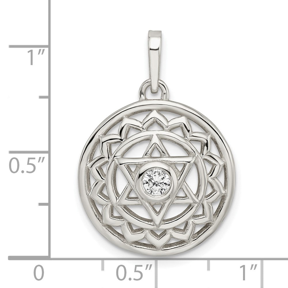 Sterling Silver CZ Heart Chakra Filigree Pendant