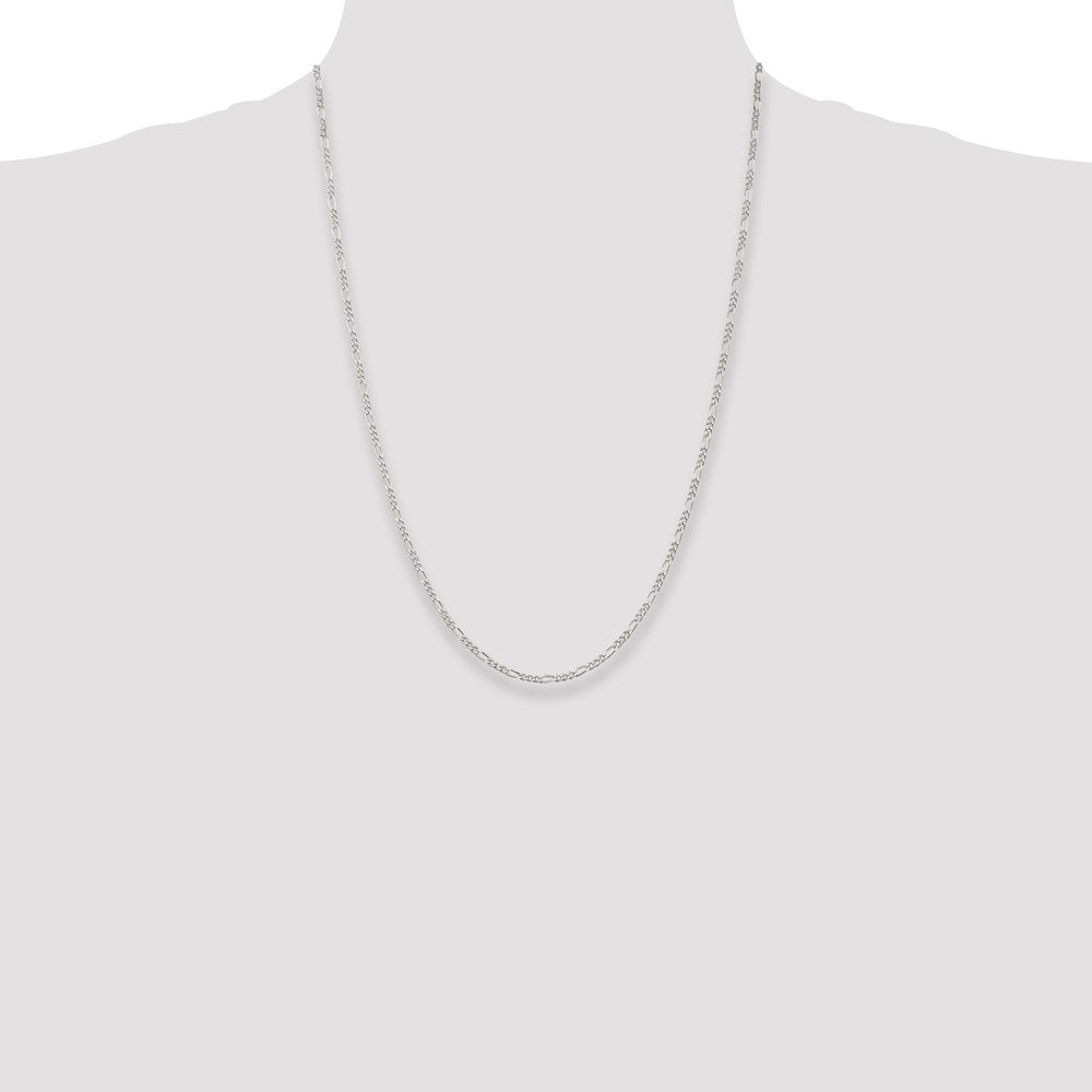 Sterling Silver 2.25mm Figaro Chain 24 Inches