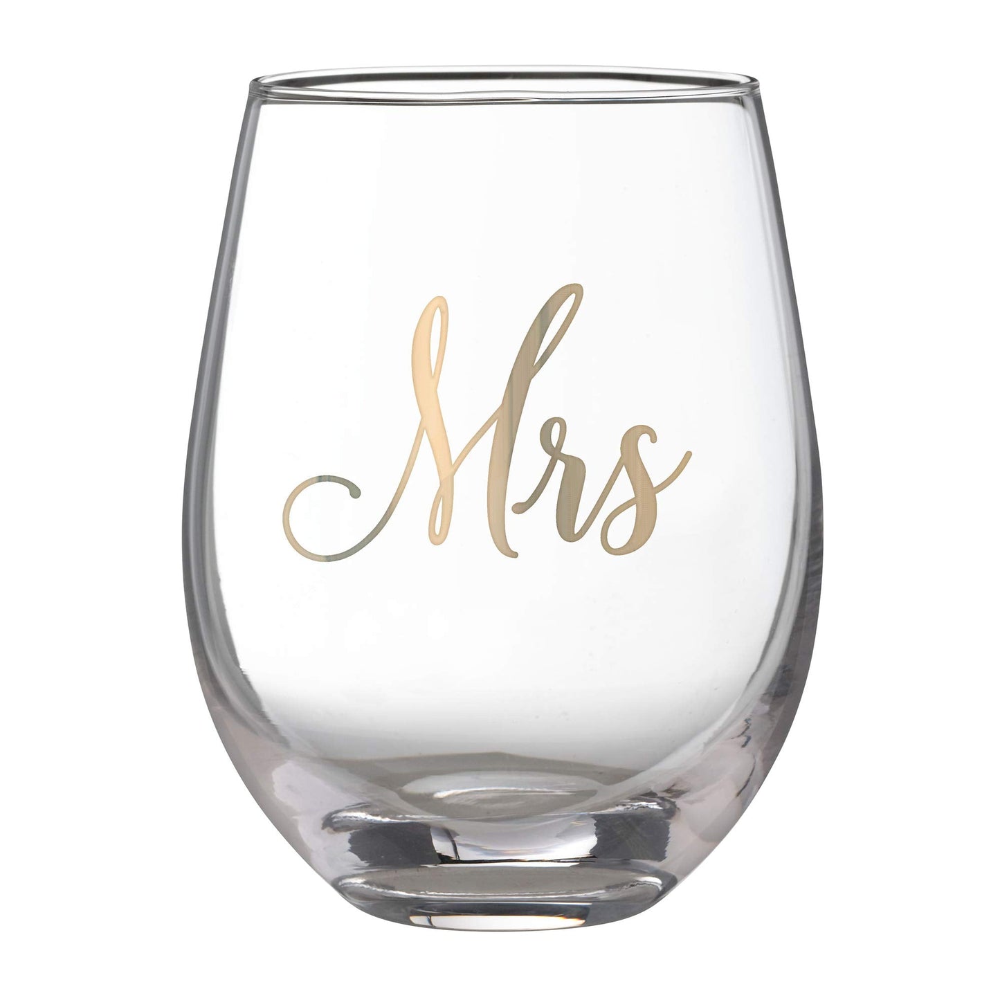 Lillian Rose Gold Mrs. Stemless Wine Glass, 1 Count (Pack of 1), Clear