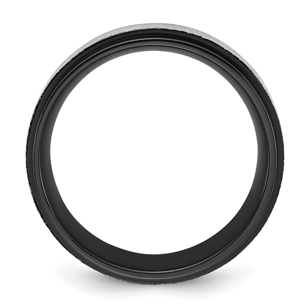 Chisel Stainless Steel Polished Black IP-plated with Scratch Finish Center 8mm Band Size - 9.5