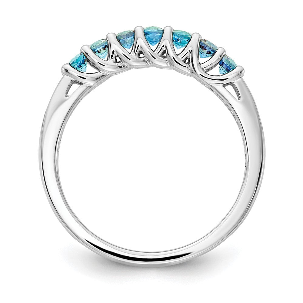 10k White Gold Blue Topaz & Diamond Ring