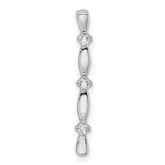 14k White Gold 1/20 carat Lab Grown Diamond VS/SI+ G+ Fancy Bar Chain Slide Pendant