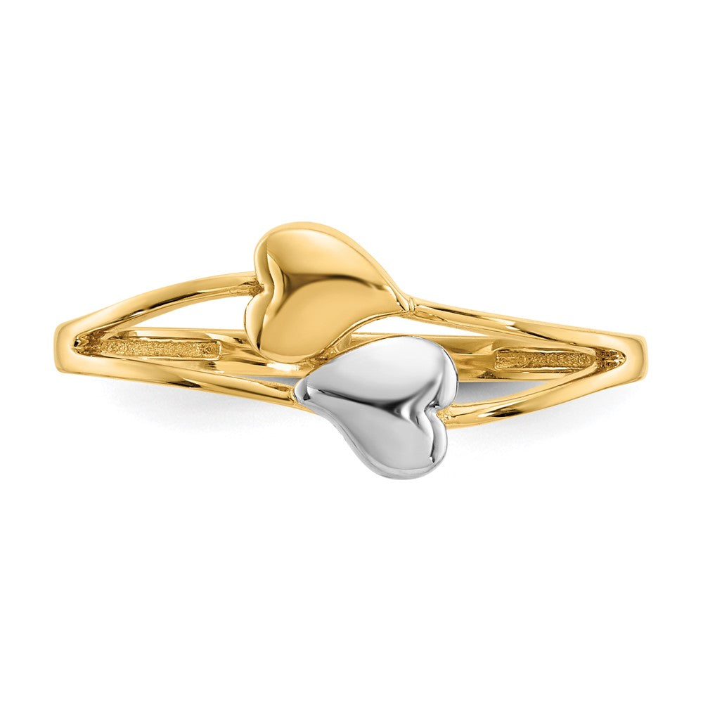 14k with Rhodium Double Heart Ring Size 7