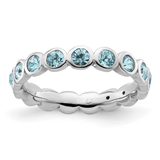 Sterling Silver Stackable Expressions March Crystal Ring Size -8