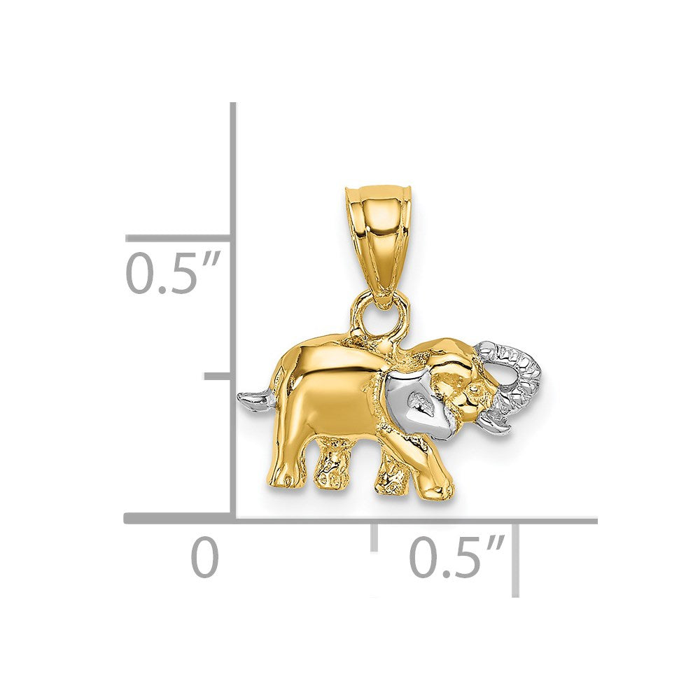 14k w/ Rhodium Small Elephant Charm