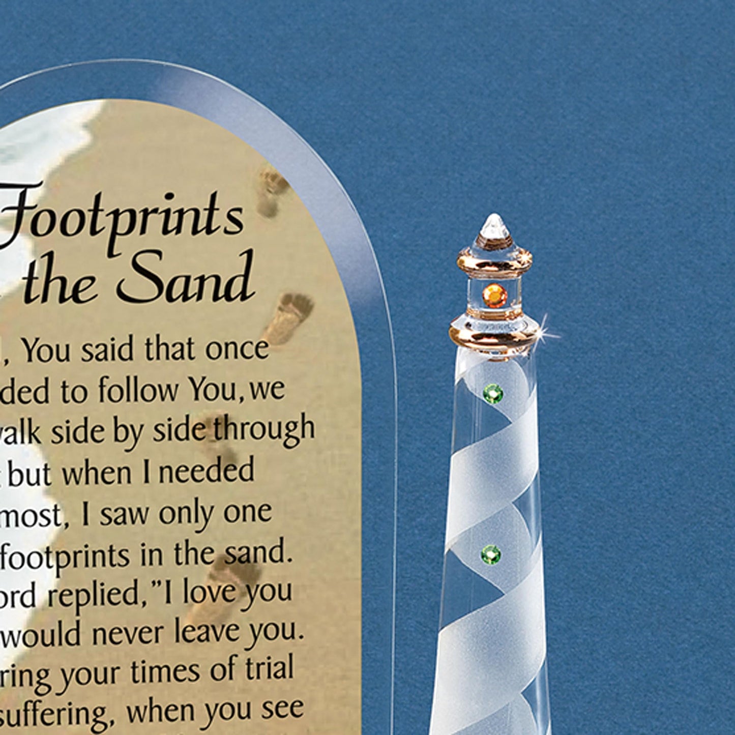 Glass Baron Footprints In The Sand Lighthouse Glass Figurine QGM6682