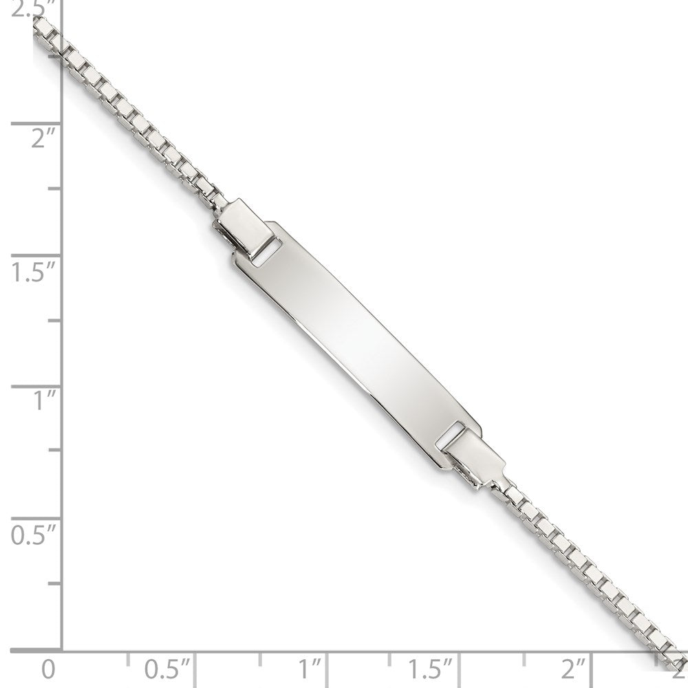 Sterling Silver Engraveable Childrens ID on Box Chain Bracelet 5.5 inches