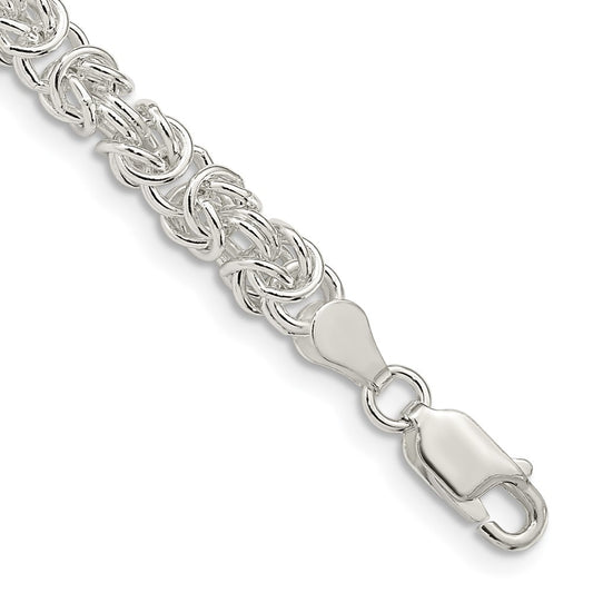 Sterling Silver 4.75mm Rounded Byzantine Chain 8 inches