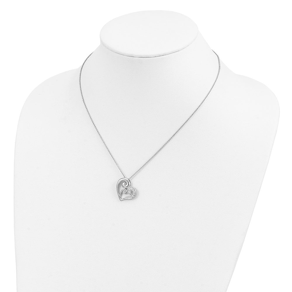 Sentimental Expressions Sterling Silver Rhodium-plated CZ A Mothers Journey 18in Heart Necklace 18 Inches