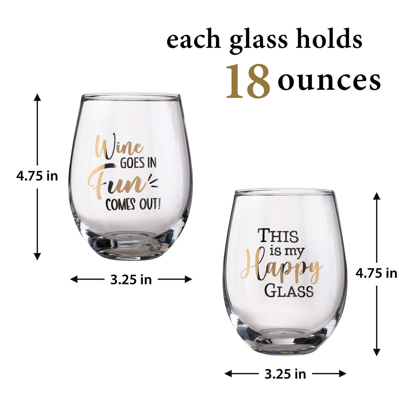 Lillian Rose Wine Glass Set with Fun Sayings