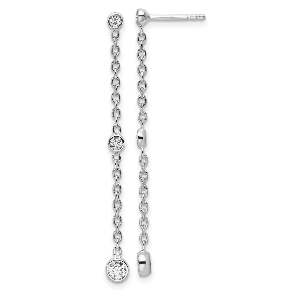 True Origin 14K White Gold 1/3 carat Lab Grown Diamond VS DEF Graduated Dangle Post Earring