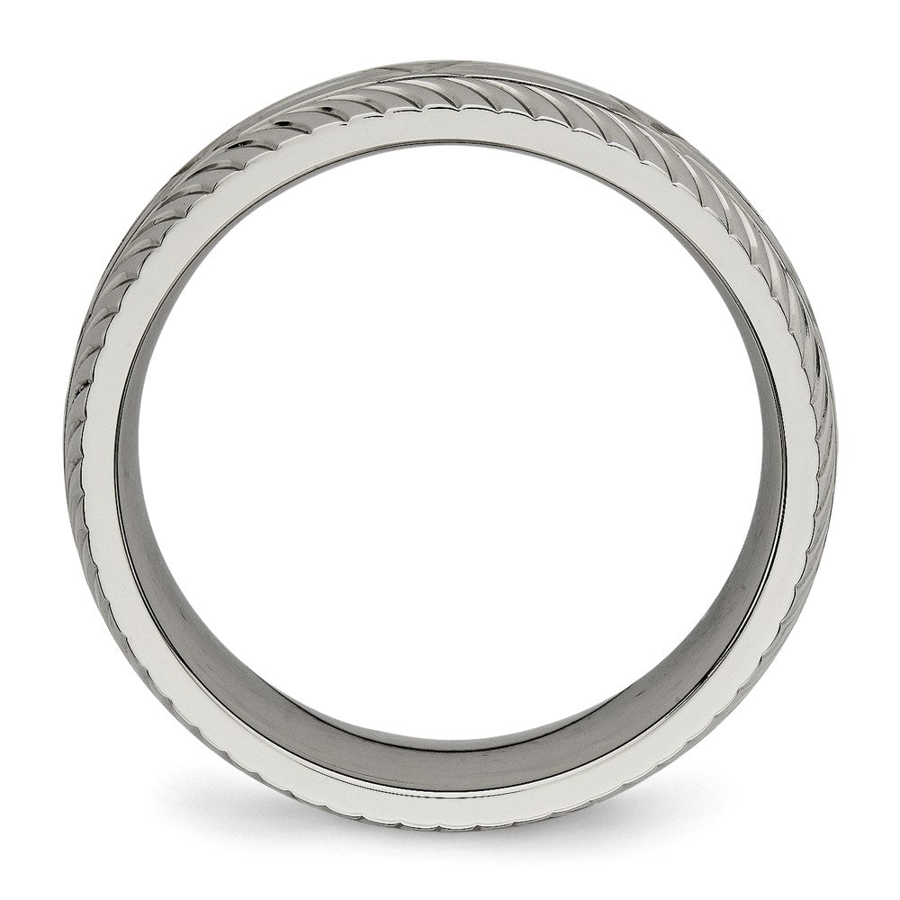 Titanium Polished Diamond Cut 7mm Band Size - 11.5