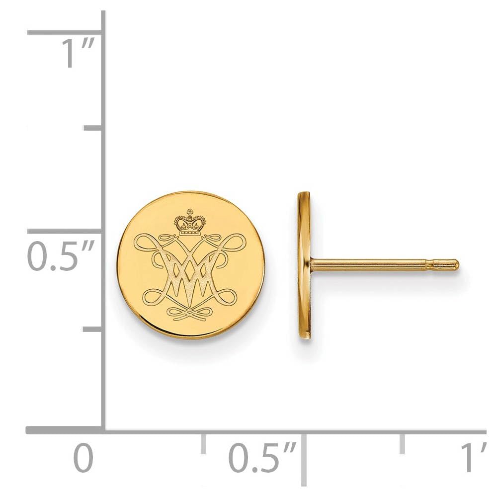 Sterling Silver w/ 14K Yellow Gold-Plated Official Licensed Collegiate William And Mary Small Disc Earrings