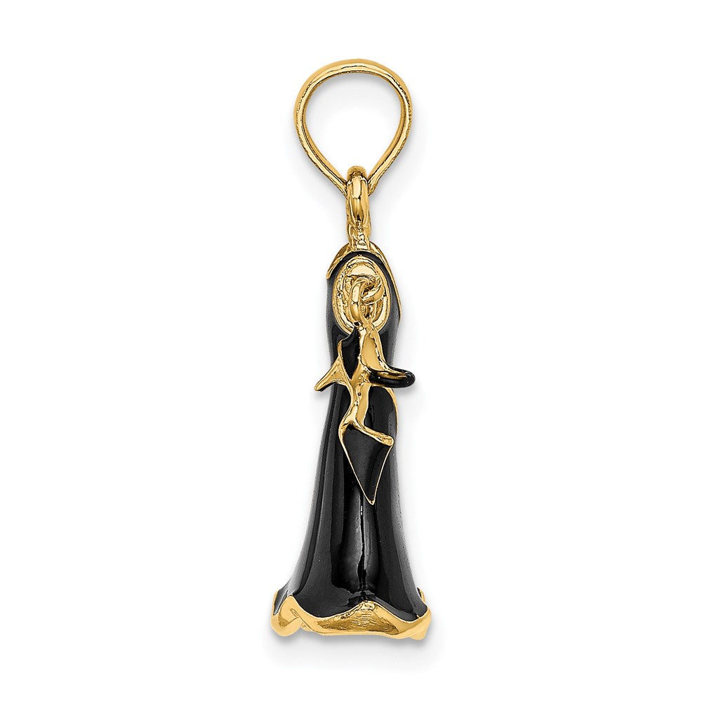 14K 3-D Moveable Enamel Black Dress w/ Shoe Charm