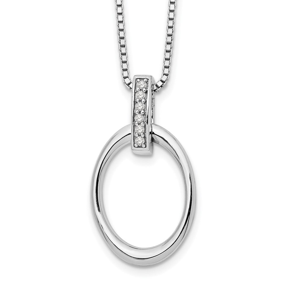 White Ice Sterling Silver Rhodium-plated 18 Inch Diamond Open Oval Necklace with 2 Inch Extender 18 Inches