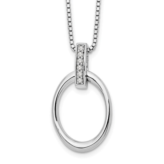 White Ice Sterling Silver Rhodium-plated 18 Inch Diamond Open Oval Necklace with 2 Inch Extender 18 Inches