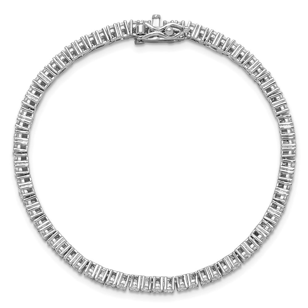 Cheryl M Sterling Silver Rhodium-plated Polished CZ with Safety Clasp Tennis Bracelet 6.75 inches