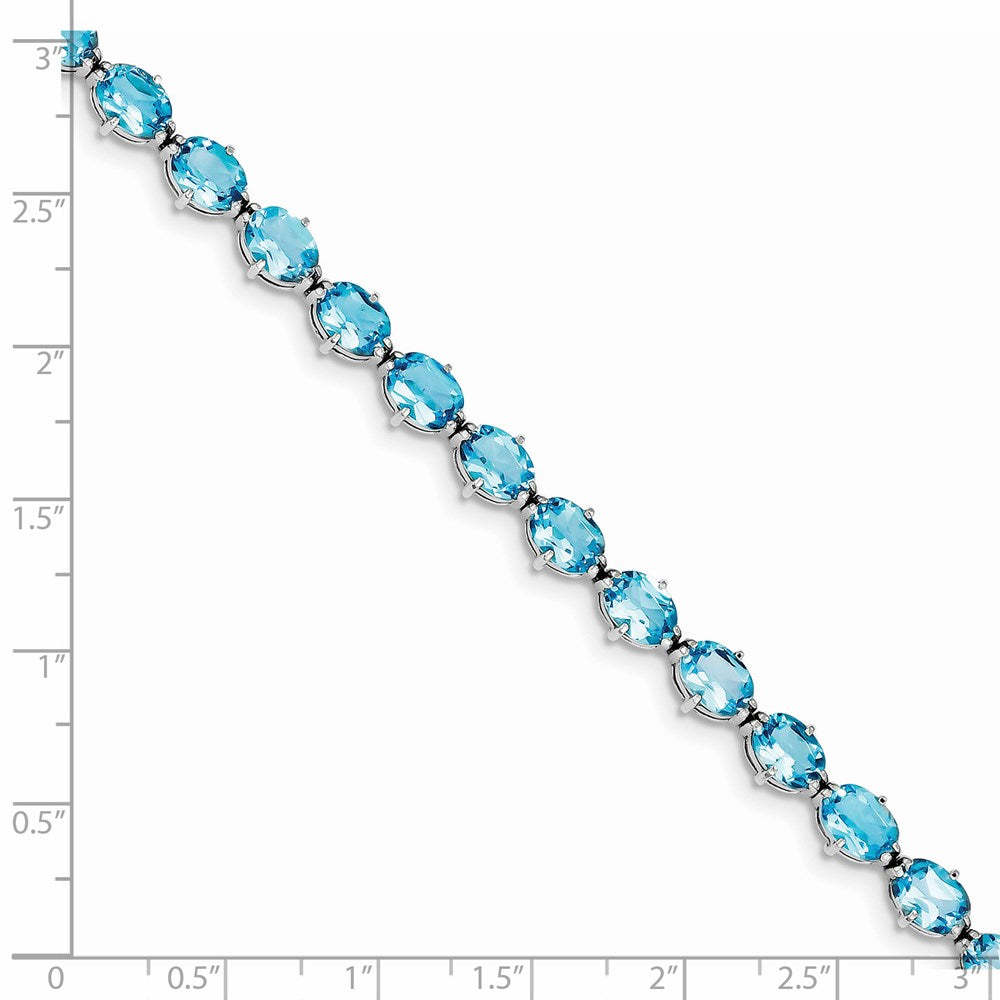 Sterling Silver Rhodium-plated Swiss Blue Topaz Bracelet 7 inches