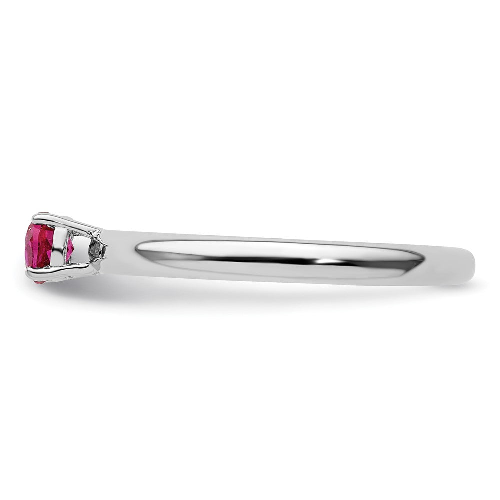 Sterling Silver Stackable Expressions Rhodium Cr. Ruby Ring