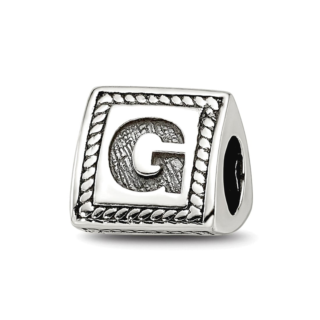 925 Sterling Silver Polished Artisan Oxidized Reflections Letter Name Personalized Monogram Initial G Triangle Block Bea