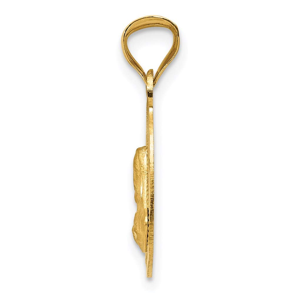 14K Polished D/C Sagrado Corazon Oval Pendant