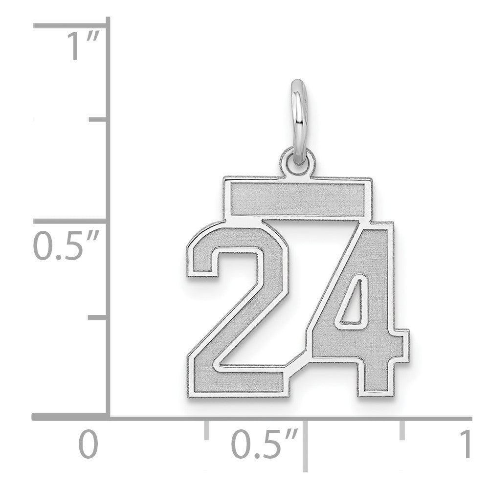 Sterling Silver/Rhodium-plated Satin Number 24 Charm