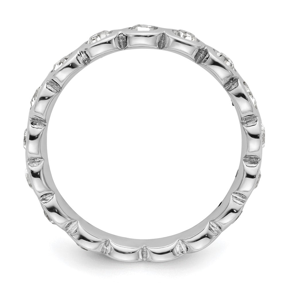 Sterling Silver Stackable Expressions April Crystal Ring Size -5