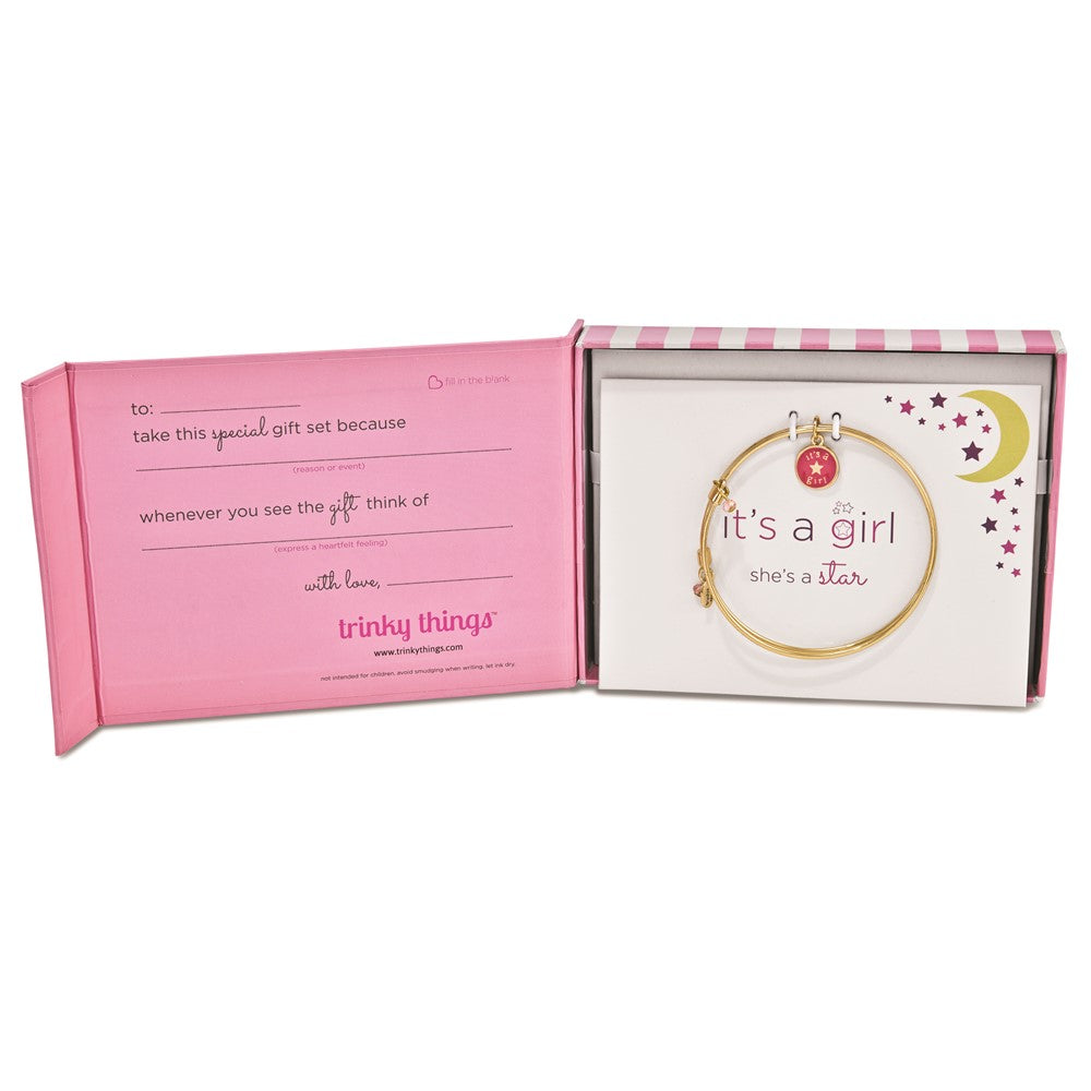 Gold-tone Trinky Things It's a Girl Star Bracelet/Card