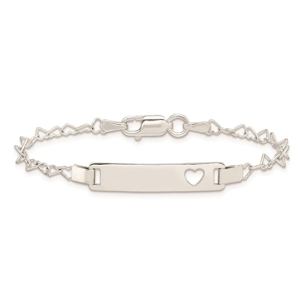 Sterling Silver Heart Baby ID Bracelet 6 inches
