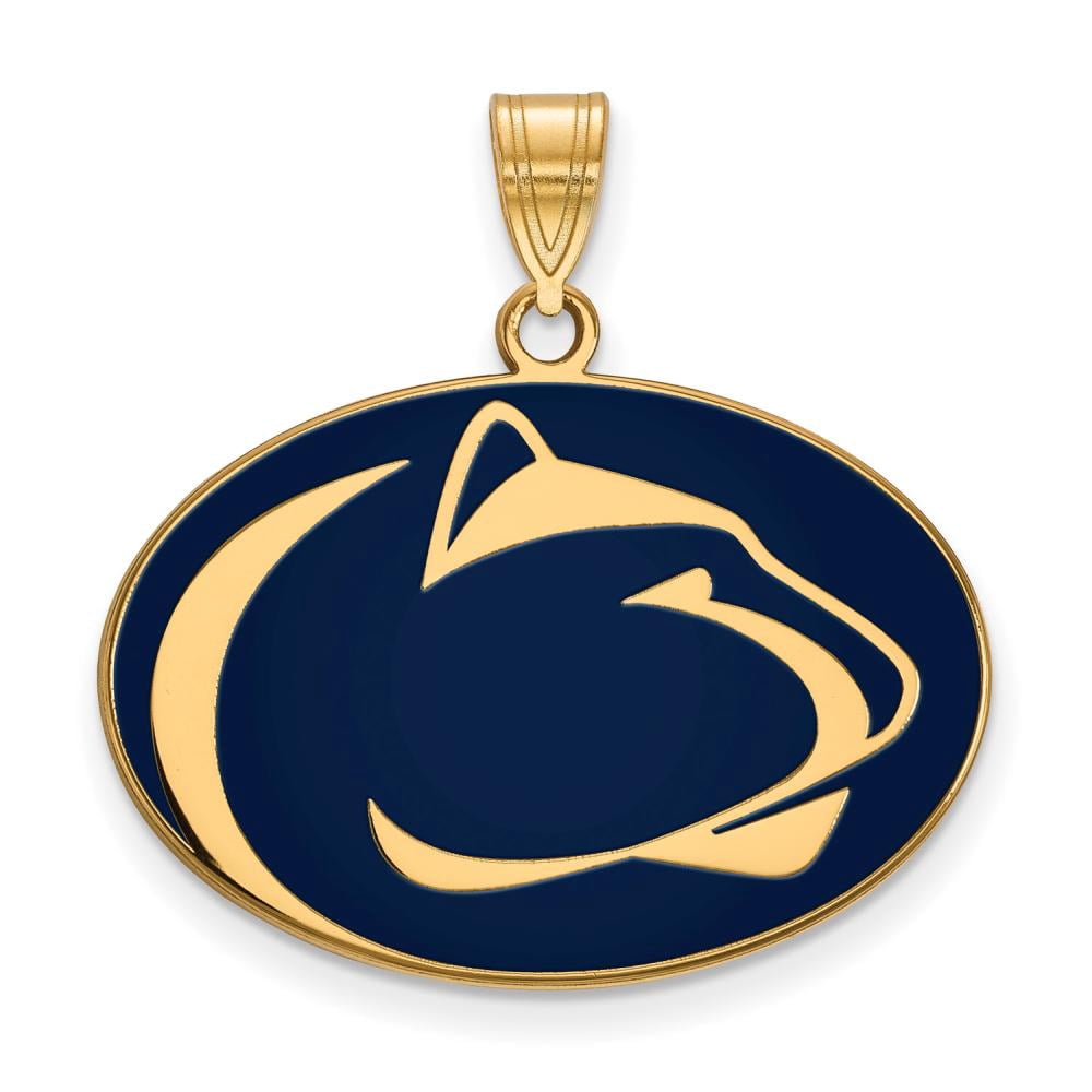Sterling Silver Gold-plated LogoArt Penn State University Lion Large Enameled Pendant Q-GP009PSU