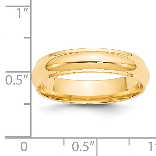 14k Yellow Gold 5mm Half Round with Edge Wedding Band Size 9.5