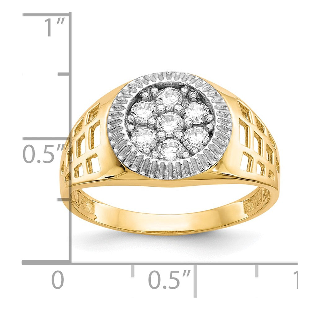 14k w/Rhodium Men's CZ Cluster Ring Size 10