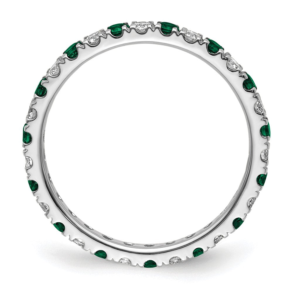 14k White Gold 1/2 carat Lab Grown Diamond VS/SI+ G+ and Lab Created Emerald Size 9 Eternity Band