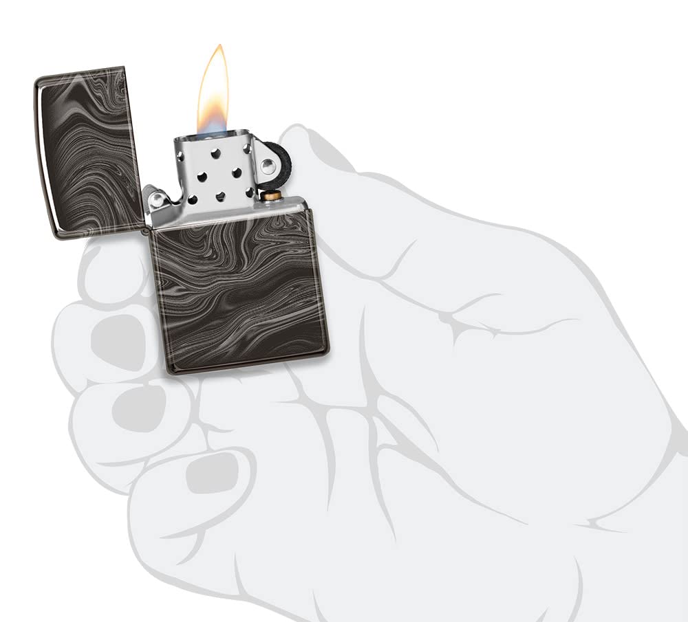 Zippo Marble Pattern 360 Design High Polish Black Pocket Lighter