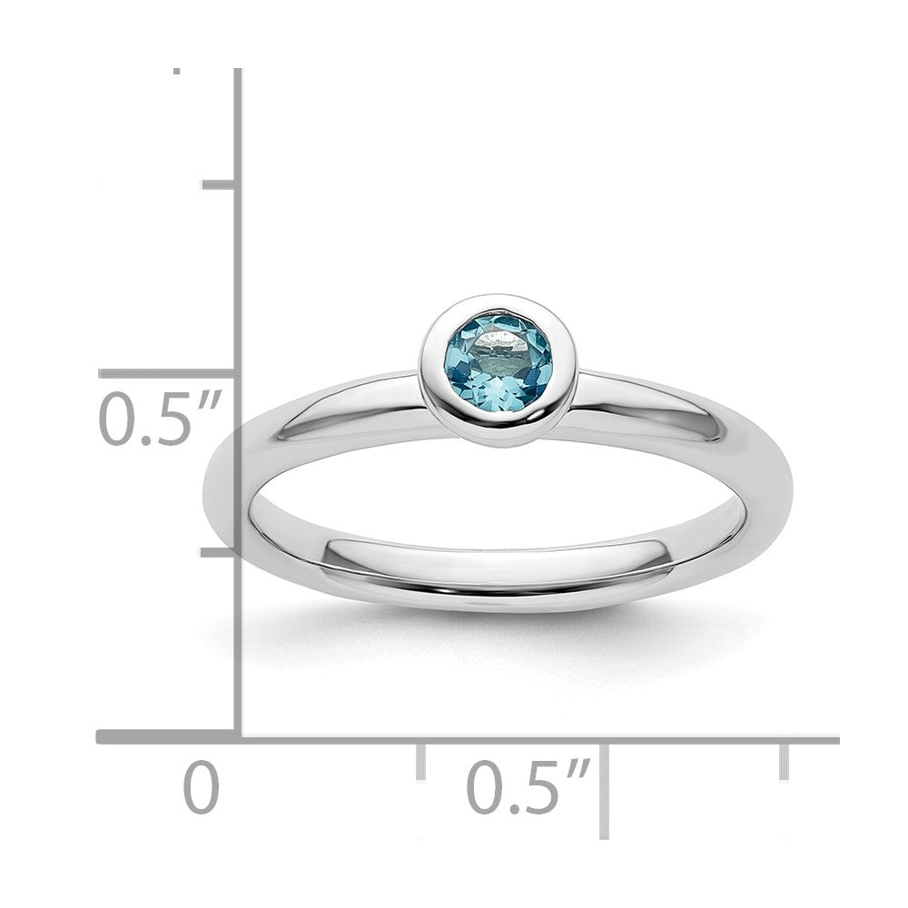 Sterling Silver Stackable Expressions Low 4mm Round Blue Topaz Ring Size -9