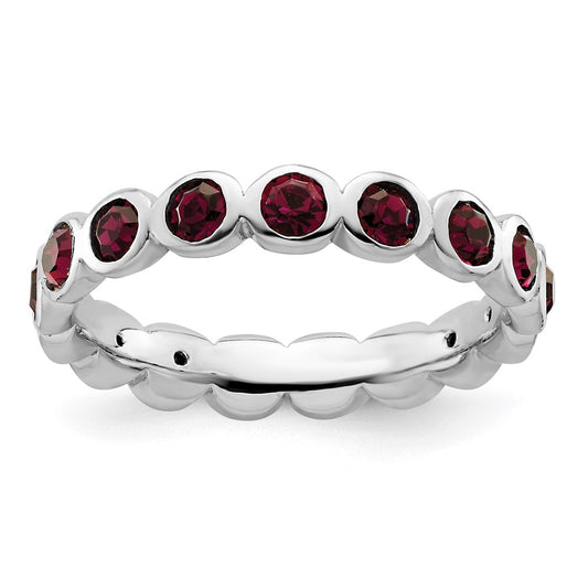 Sterling Silver Stackable Expressions February Crystal Ring Size -6